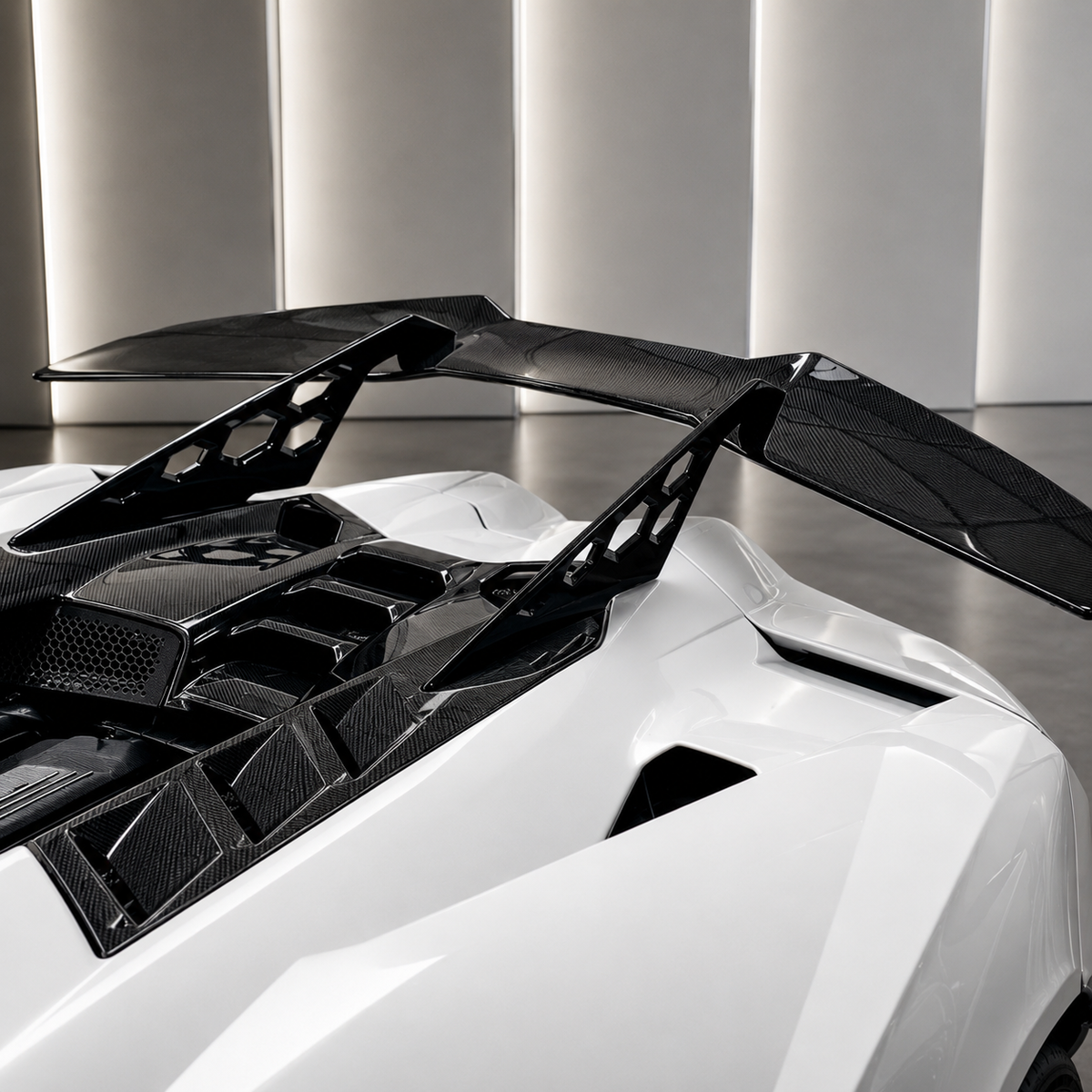 DF Upgrade Dry Carbon Fiber Engine Deck Rear Spoiler Wing Kit for Lamborghini Revuelto