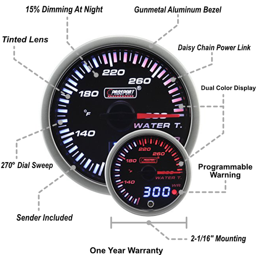 2-1/16" JDM Electrical Water Temperature Gauge