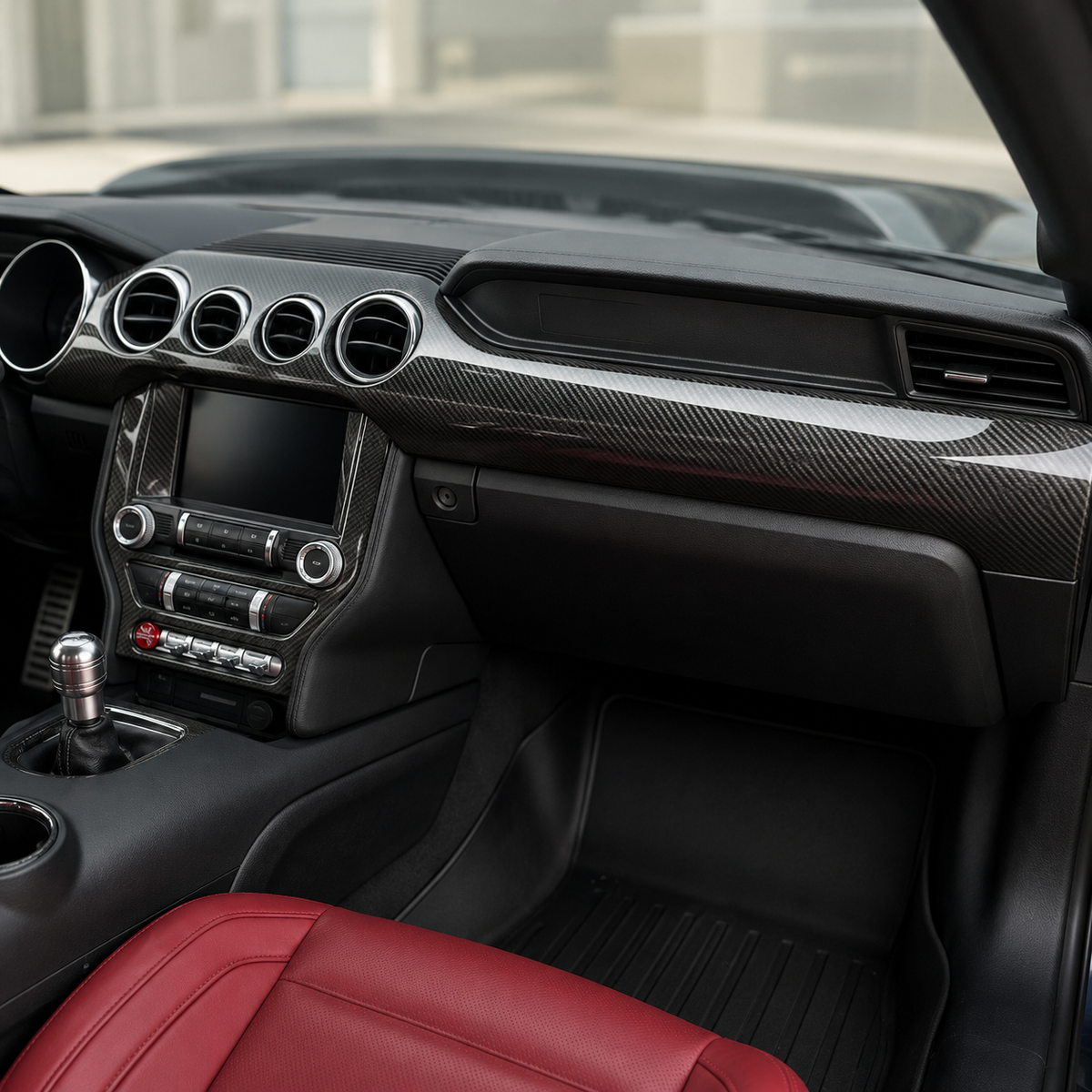 Carbon Fiber Dashboard Trim Console Panel Cover for Ford Mustang GT