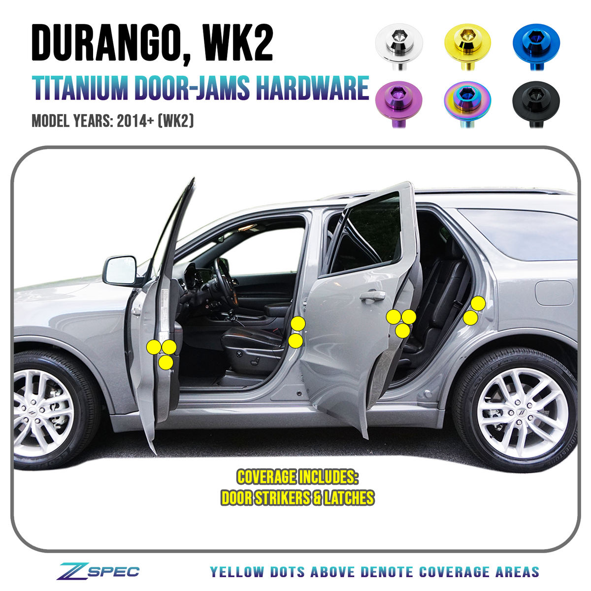 ZSPEC Door-Jams Fastener Kit for '14+ Dodge Durango WK2, Titanium