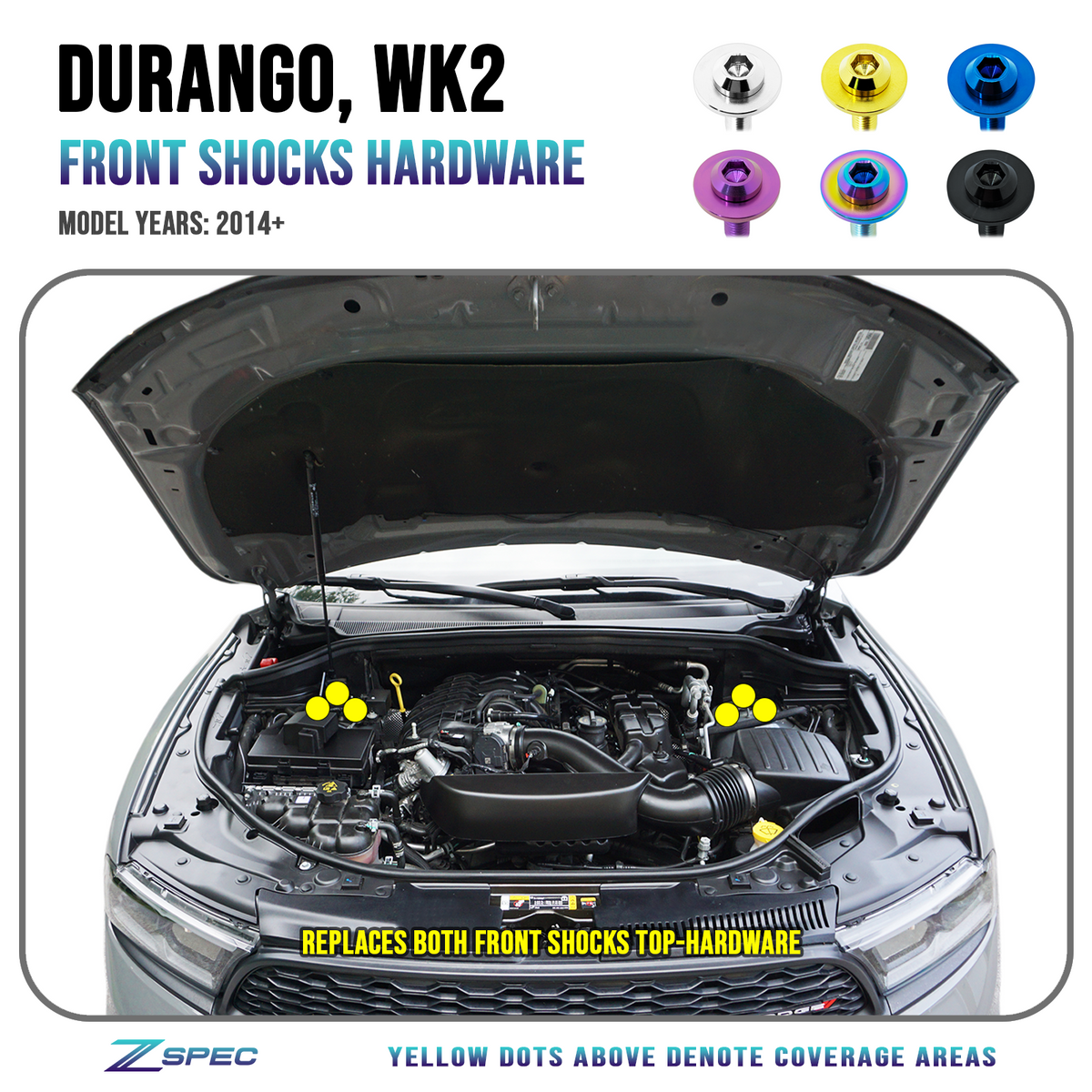 ZSPEC Front-Shocks Fastener Kit for '14+ Dodge Durango WK2, Titanium